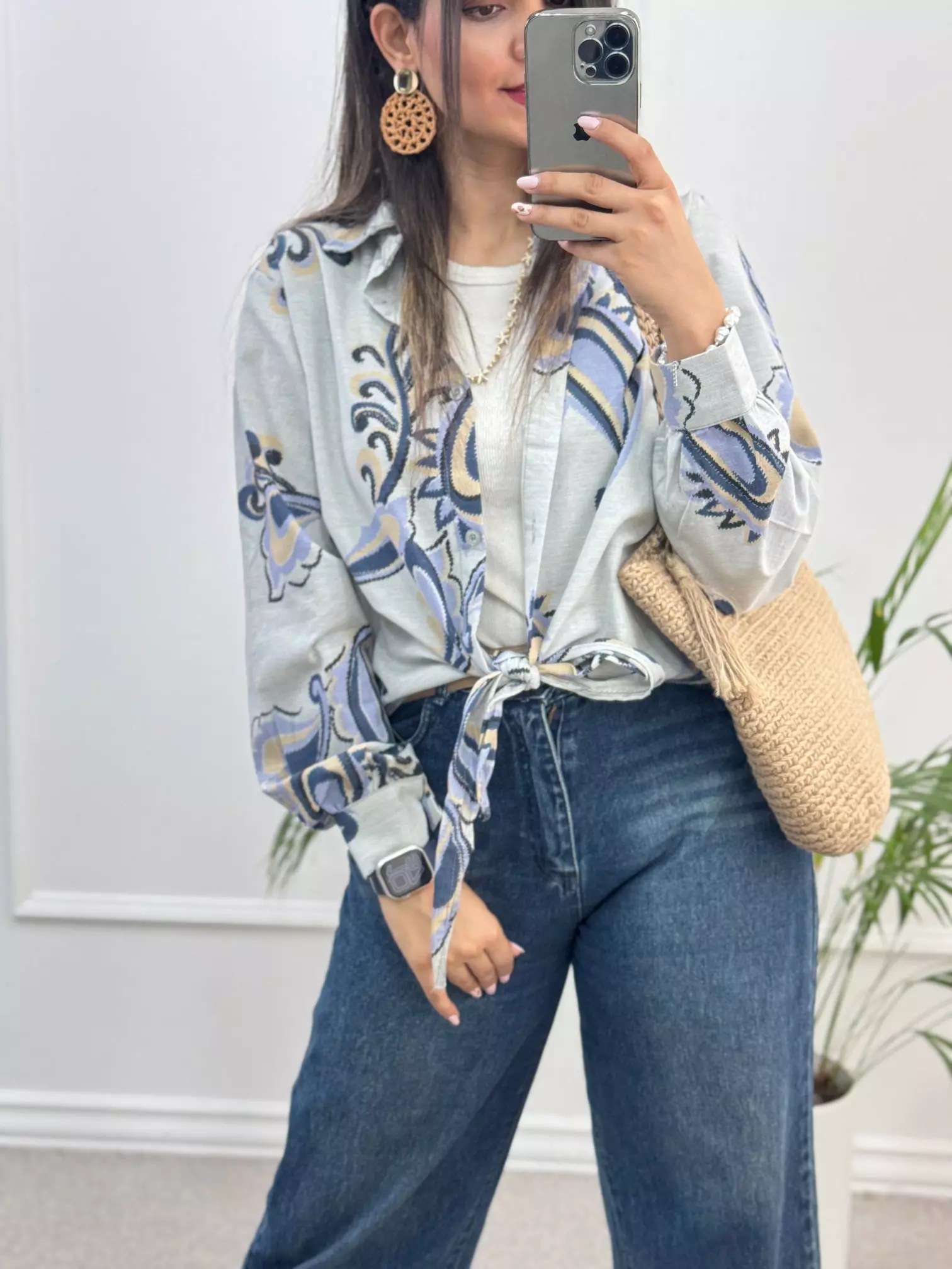 شومیز لینن گره ای ایتالیایی